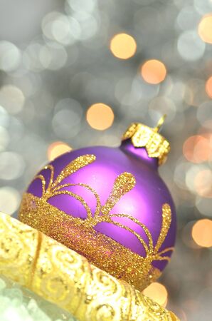 christmas decoration, Christmas ball against bokeh backgroundの写真素材