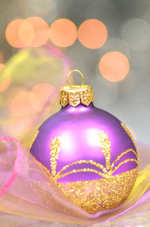christmas decoration, Christmas ball against bokeh backgroundの写真素材