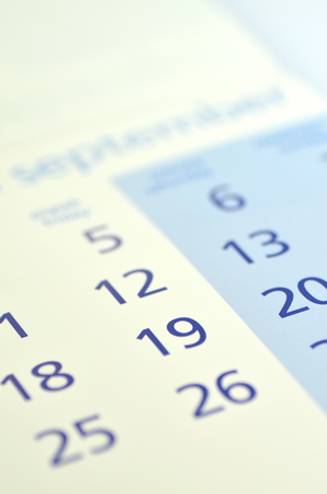 closeup of calendar pageの写真素材