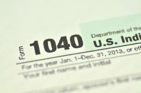 closeup of us tax formの写真素材