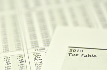 closeup of us tax tablesの写真素材