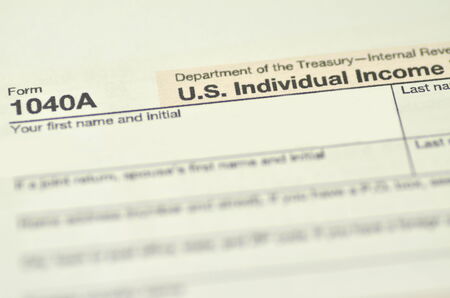 closeup of us tax formsの写真素材