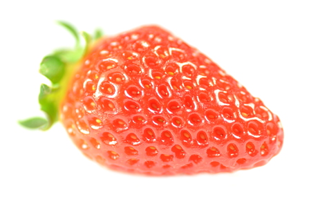 closeup of strawberry isolated on white backgroundの写真素材