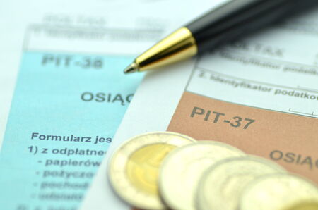 closeup of polish tax formsの写真素材