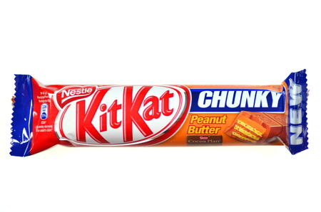  Kit Kat chocolate bar isolated on white backgroundのeditorial素材