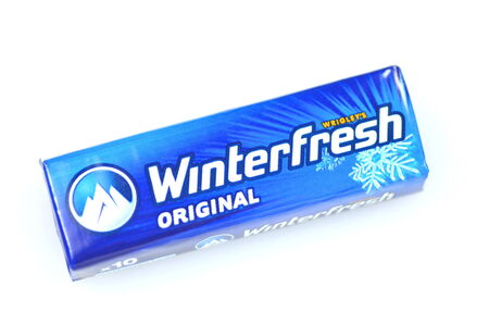 Winterfresh chewing gum isolated on white backgroundのeditorial素材