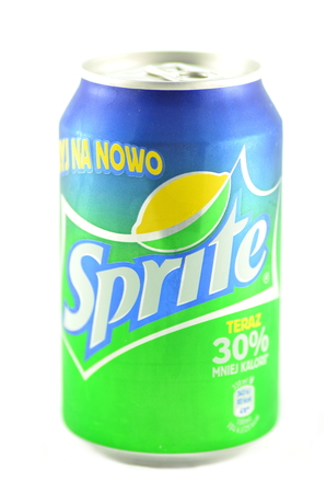 Sprite drink in a can isolated on white backgroundのeditorial素材