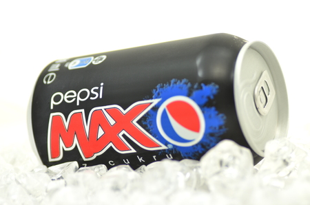 Can of Pepsi Max drink isolated on iceのeditorial素材