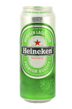 Heineken lager beer isolated on white backgroundのeditorial素材