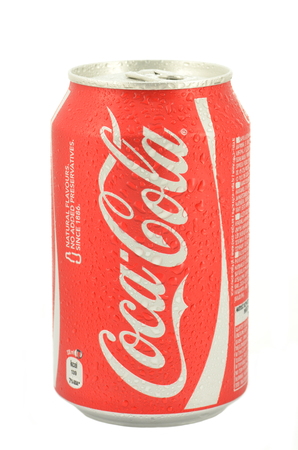 Can of Coca-Cola drink isolated on white backgroundのeditorial素材