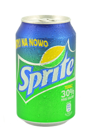 Can of Sprite drink isolated on white のeditorial素材