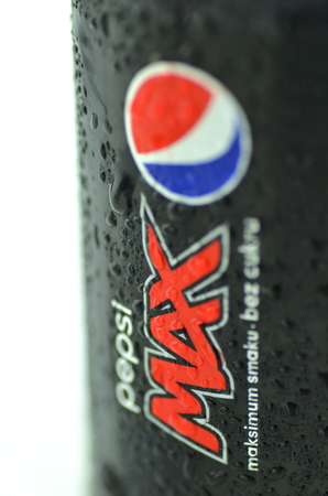 Bottle of Pepsi Max drink on ice cubesのeditorial素材