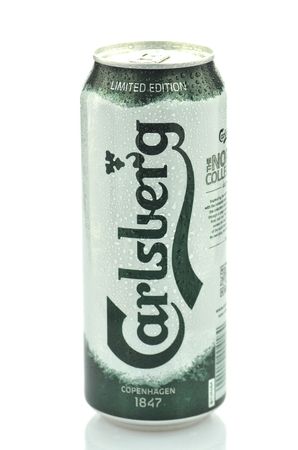 Carlsberg beer isolated on white backgroundのeditorial素材