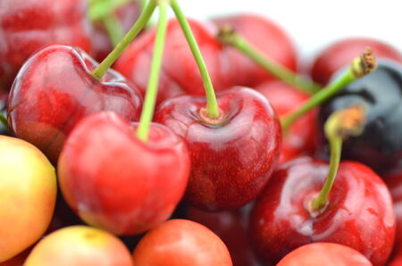 closeup of ripe, fresh and sweet cherriesの写真素材