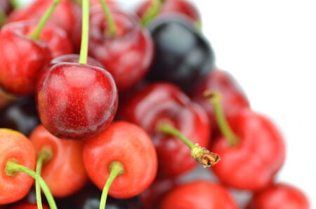 closeup of ripe, fresh and sweet cherriesの写真素材