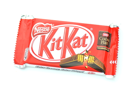 Kit Kat chocolate bar isolated on white background