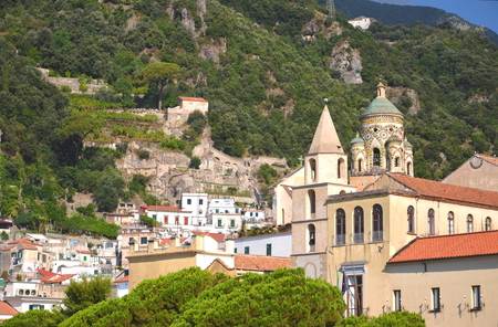 Beautifully decorated saint Andrew cathedral in amalfi, Campania in Italyの写真素材