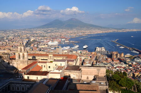 Picturesque summer panorama of Naples, Campania region in Italyのeditorial素材