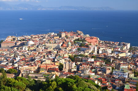 Picturesque summer panorama of Naples, Campania region in Italyの写真素材