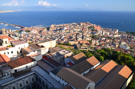 Picturesque summer panorama of Naples, Campania region in Italyの写真素材