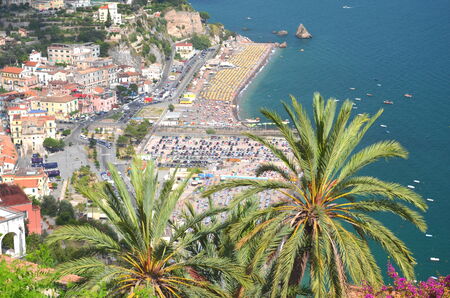 picturesque landscape of vietri sul mare on amalfi coast in Italyの写真素材