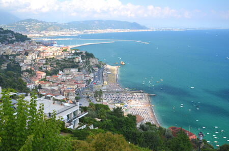 picturesque landscape of vietri sul mare on amalfi coast in Italyの写真素材