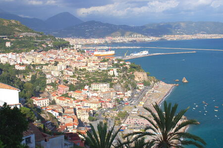 picturesque landscape of vietri sul mare on amalfi coast in Italyの写真素材