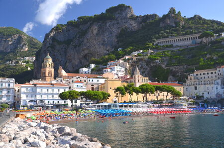 Picturesque summer landscape of town Amalfi, Italyの写真素材