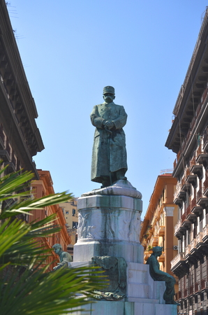 The statue of king of Italy Umberto I in Naplesのeditorial素材