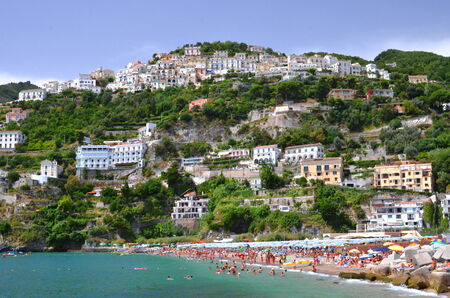 Picturesque summer landscape of vietri sul mare beach, Italyの写真素材