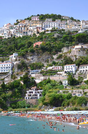 Picturesque summer landscape of vietri sul mare beach, Italyの写真素材