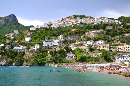 Picturesque summer landscape of vietri sul mare beach, Italyの写真素材