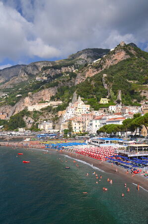 Picturesque summer landscape of town Amalfi, Italyのeditorial素材