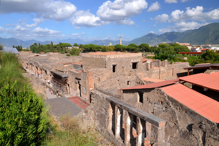 famous antique ruins of town pompeii in southern italyの写真素材