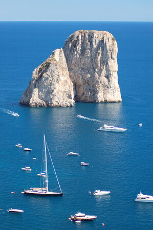 Gorgeous landscape of famous faraglioni rocks on Capri island, Italyの写真素材
