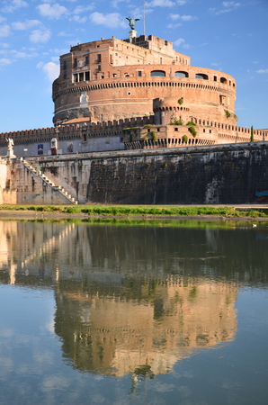 Picturesque view of majestic Castle of Saint Angel over the Tiber river in Rome, Italyのeditorial素材