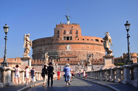 Majestic Castle of Saint Angel over the Tiber river in Rome, Italyのeditorial素材