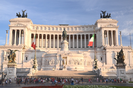 Majestic Altar of the Fatherland in sunset light in Rome, Italyのeditorial素材