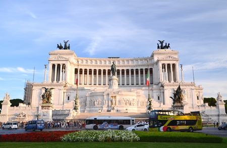 Majestic Altar of the Fatherland in sunset light in Rome, Italyのeditorial素材