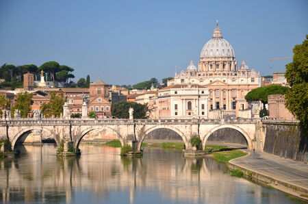 Monumental St. Peters Basilica over Tiber in Rome, Italyのeditorial素材