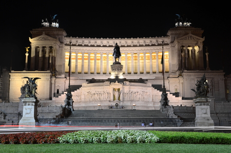 Majestic Altar of the Fatherland by night in Rome, Italyのeditorial素材
