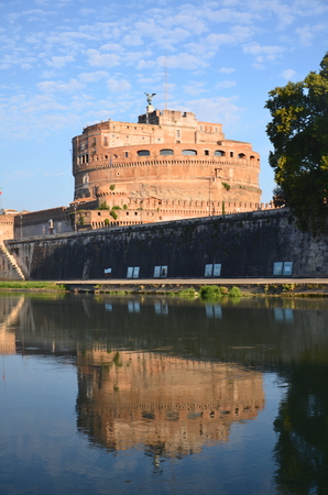 Majestic Castle of Saint Angel over the Tiber river in Rome, Italyのeditorial素材