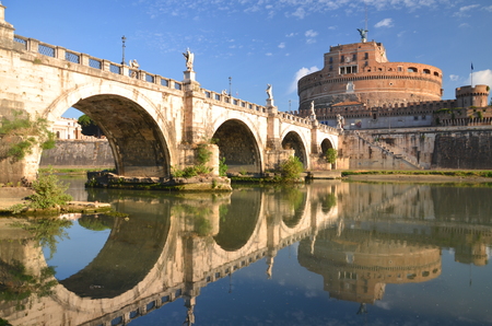 Majestic Castle of Saint Angel over the Tiber river in Rome, Italyのeditorial素材