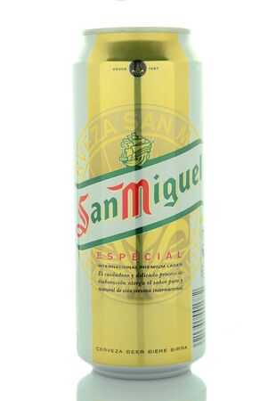 San Miguel beer isolated on white backgroundのeditorial素材