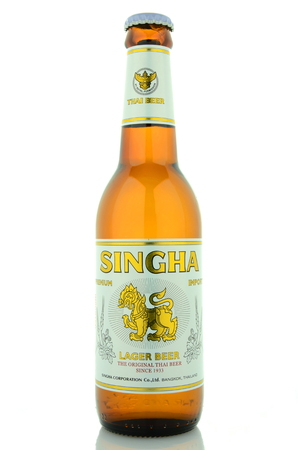 Singha beer isolated on white backgroundのeditorial素材
