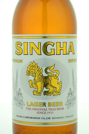 Singha beer isolated on white backgroundのeditorial素材