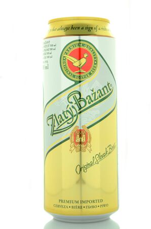Zlaty Bazant beer isolated on white backgroundのeditorial素材