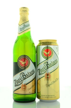 Zlaty Bazant beer isolated on white backgroundのeditorial素材