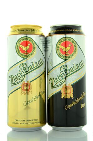 Zlaty Bazant beer isolated on white backgroundのeditorial素材