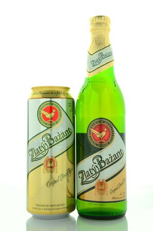Zlaty Bazant beer isolated on white backgroundのeditorial素材
